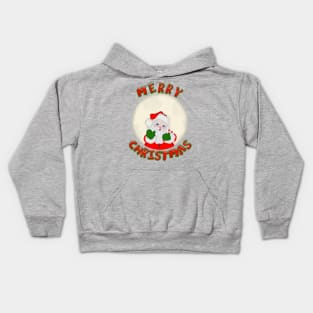 Santa In The Moon Merry Christmas Kids Hoodie